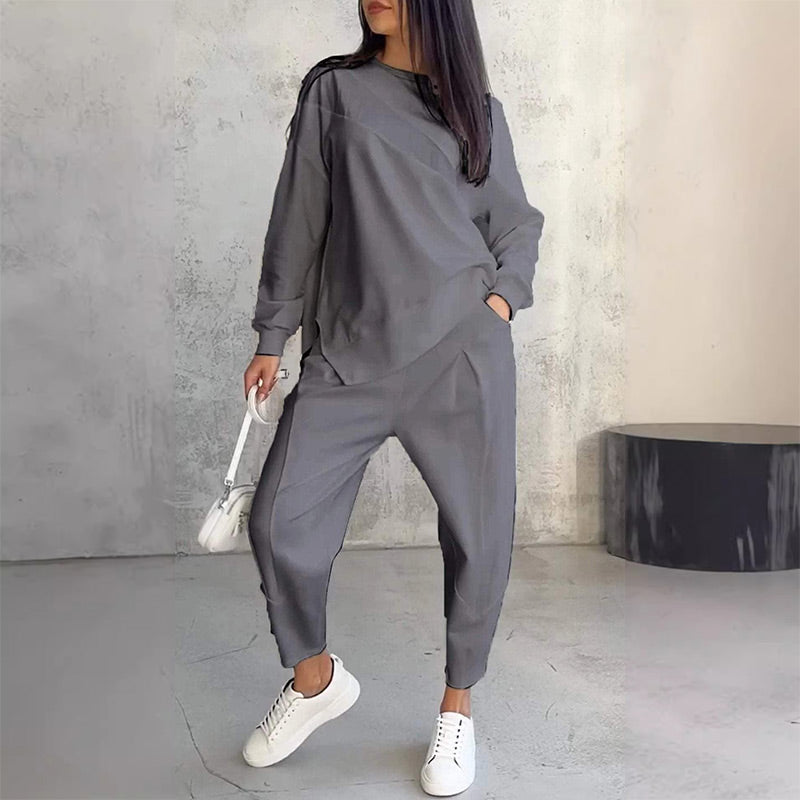 ⁠🌸✨Completo da donna in cotone con felpa a maniche lunghe e pantaloni, elegante