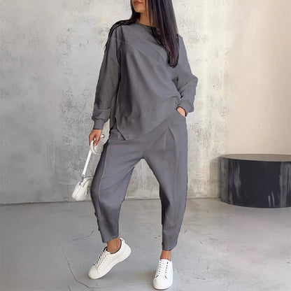⁠🌸✨Completo da donna in cotone con felpa a maniche lunghe e pantaloni, elegante