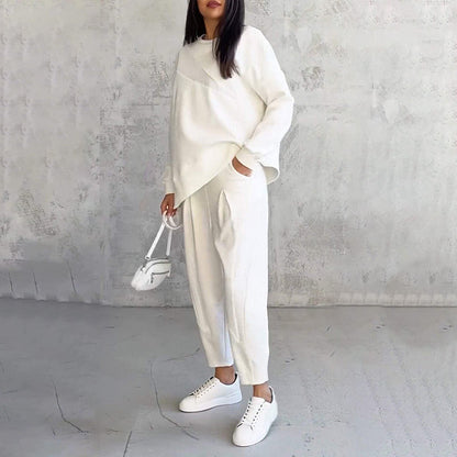 ⁠🌸✨Completo da donna in cotone con felpa a maniche lunghe e pantaloni, elegante