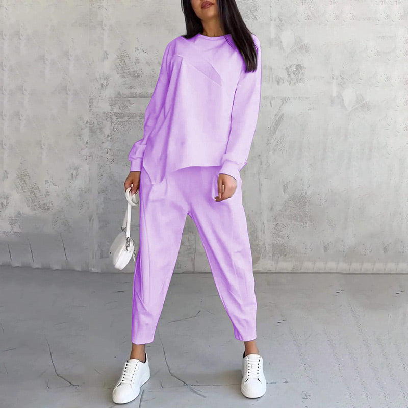 ⁠🌸✨Completo da donna in cotone con felpa a maniche lunghe e pantaloni, elegante