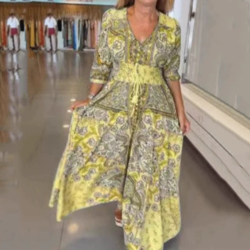Elegante abito lungo da donna con stampa floreale🌺