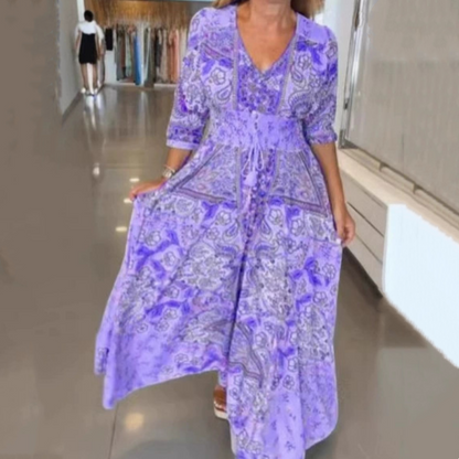 Elegante abito lungo da donna con stampa floreale🌺
