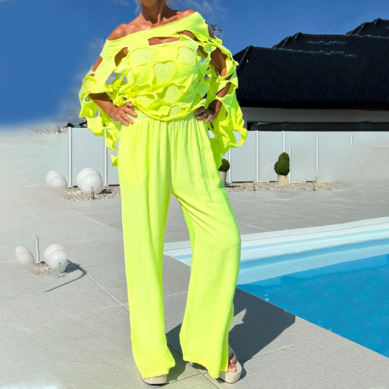 🔥 Set 2 pezzi composto da top con cut-out e tuta a fascia