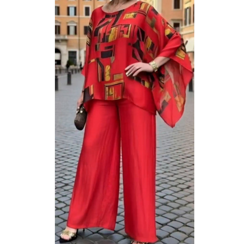 ✨ Completo da donna a due pezzi con stampa: top e pantaloni eleganti per un look casual e alla moda 👚👖💖