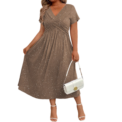 Elegante abito con scollo a V e drappeggio sul davanti✨