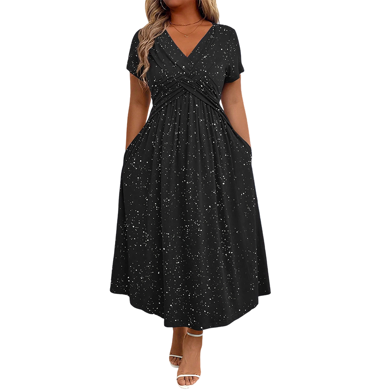 Elegante abito con scollo a V e drappeggio sul davanti✨
