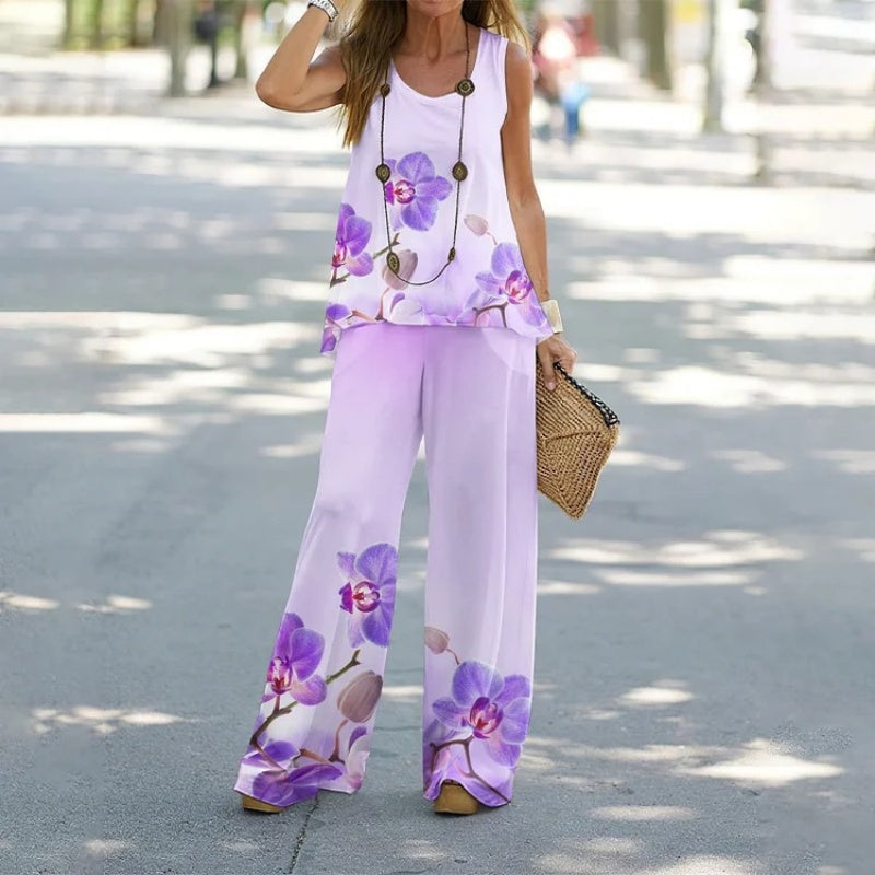 💃 Completo da donna composto da top senza maniche e pantaloni a gamba larga – Leggero, comodo e chic senza sforzo ✨🌸