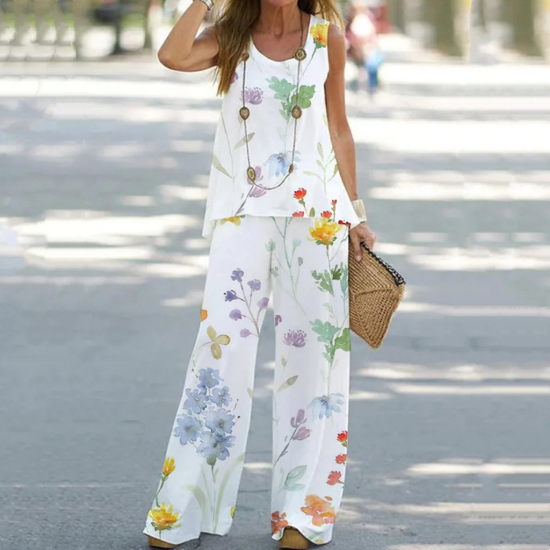 💃 Completo da donna composto da top senza maniche e pantaloni a gamba larga – Leggero, comodo e chic senza sforzo ✨🌸