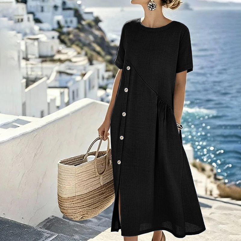 👗 Abito midi casual da donna con bottoni irregolari – Elegante, comodo e perfetto per tutti i giorni ✨🌸