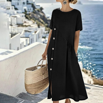 👗 Abito midi casual da donna con bottoni irregolari – Elegante, comodo e perfetto per tutti i giorni ✨🌸