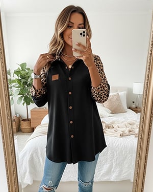 Camicia patchwork leopardata