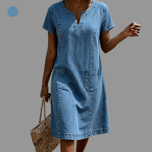 Abito denim leggero con tasche anteriori comode